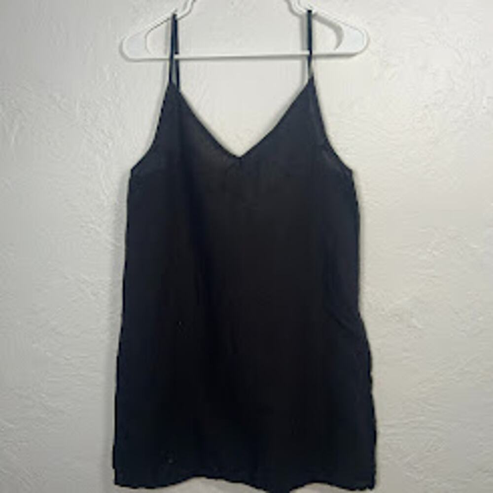 LACAUSA Dusk Black Linen Blend M Dress Tie Back Coverup Minimalist Sustainable